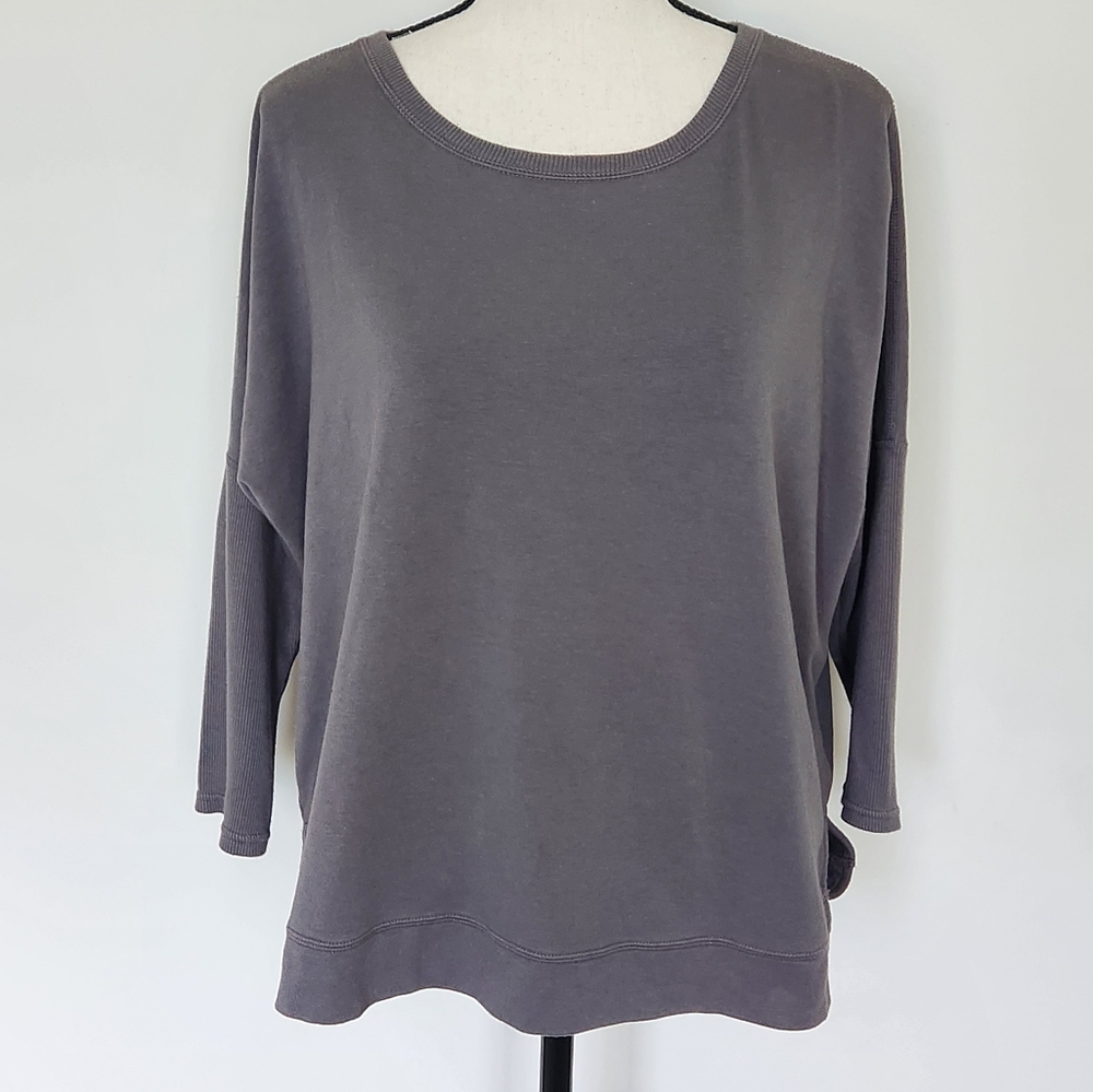 Zuda Studio Park Gray Slouchy Athletic Long Sleeve Shirt Sweatshirt Top Womens M